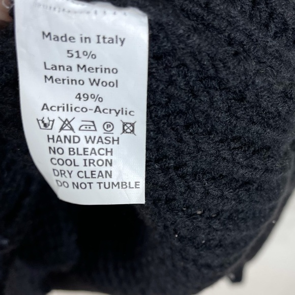 ROMEO GIGLI Wool Black Chunky Knit Slouchy Shawl Collar Cardigan Sweater XL - Picture 5 of 7